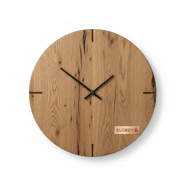 Rustic Wooden Wall Clock Minimalist Farmhouse Large Round Decor