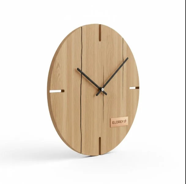 Rustic Wooden Wall Clock Minimalist Farmhouse Large Round Decor