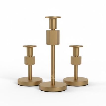 Gold Metal Candle Holder Set - Modern Decorative Table Centerpiece