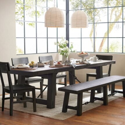 Extendable Wood Dining Table - Blackened Oak, 60-84 inch